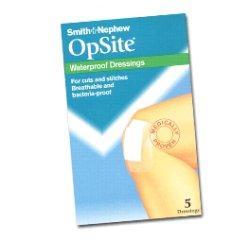 MEDICAZIONE POST OPERATORIA ADESIVA STERILE IN POLIURETANO SEMI PERMEABILE TRASPARENTE CON TAMPONE A BASSA ADERENZA OPSITE POST OP 6,5X5CM 5 PEZZI - Farmadillo