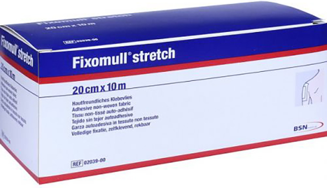 FASCIA AUTOADESIVA IPOALLERGENICA FISSAGGIO SU AMPIA SUPERFICIE FIXOMULL. SUPPORTO IN GARZA DI VISCOSA COLORE BIANCO MASSA IN POLICARBONATO SENZA RESINE E GOMME NATURALI. 20X1000CM - Farmadillo