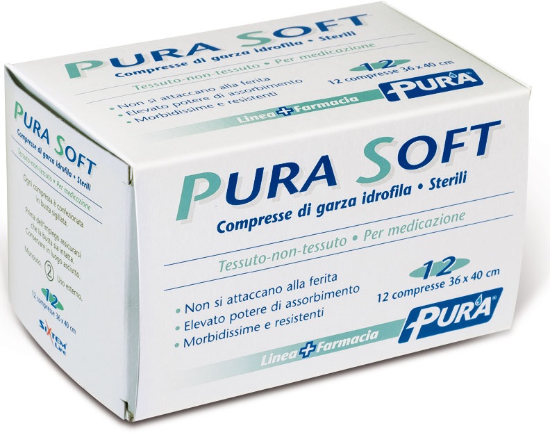 GARZA IN TESSUTO NON TESSUTO PURA SOFT 36X40CM 12 PEZZI - Farmadillo