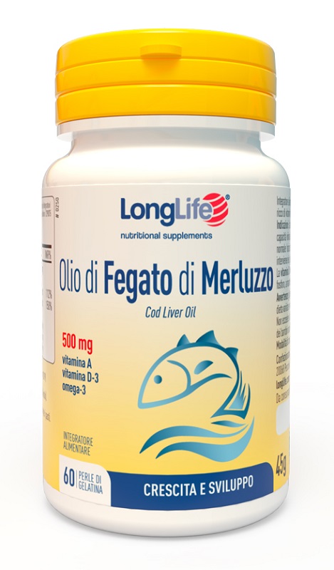 LONGLIFE OLIO FEGATO MERLUZZO 500 MG 60 PERLE IN GELATINA - Farmadillo