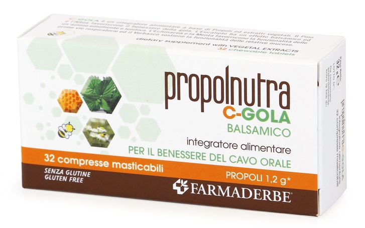 PROPOLNUTRA C GOLA BALSAMICO 32 COMPRESSE MASTICABILI - Farmadillo