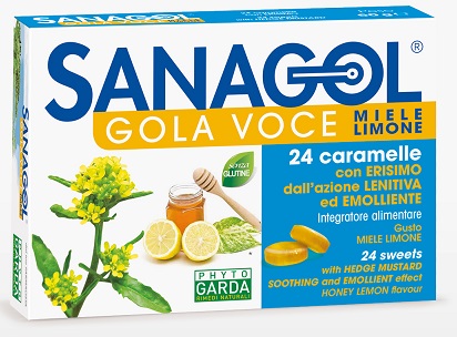 SANAGOL GOLA VOCE MIELE LIMONE 24 CARAMELLE - Farmadillo