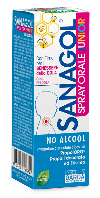 SANAGOL SPRAY JUNIOR PROPOLI FRAGOLA 20 ML - Farmadillo