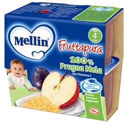 MELLIN FRUTTA PURA PRUGNA MELA 100 G 4 PEZZI - Farmadillo