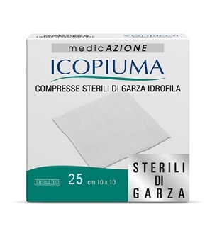 ICOPIUMA GARZA COMPRESSA IDROFILA 10X10CM 25 PEZZI - Farmadillo