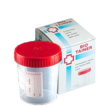 CONTENITORE PER URINA BIO TAINER GRADUATO CON SUPERFICIE DI SCRITTURA CON TAPPO A VITE CAPACITA' 120ML 1 PEZZO - Farmadillo