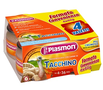 PLASMON OMOGENEIZZATO TACCHINO 4 X 80 G CON GIFT - Farmadillo