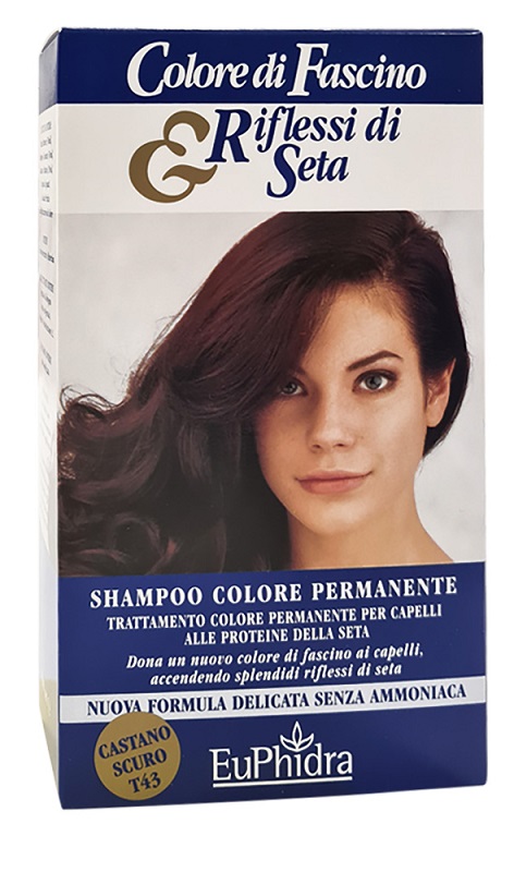 EUPHIDRA COLORE DI FASCINO & RIFLESSI DI SETA SHAMPOO COLOR PERMANENTE 43 CASTANO SCURO 120 ML - Farmadillo