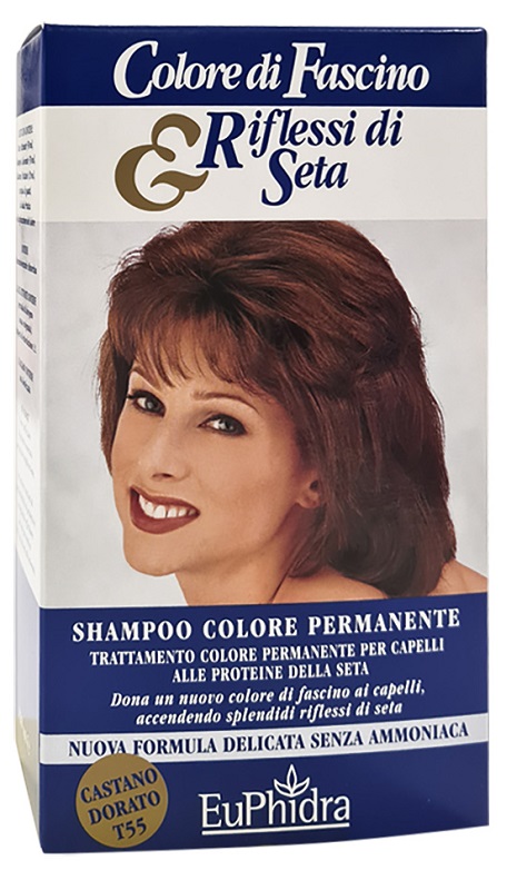 EUPHIDRA COLORE DI FASCINO & RIFLESSI DI SETA SHAMPOO COLORE PERMANENTE 55 CASTANO DORATO 120 ML - Farmadillo