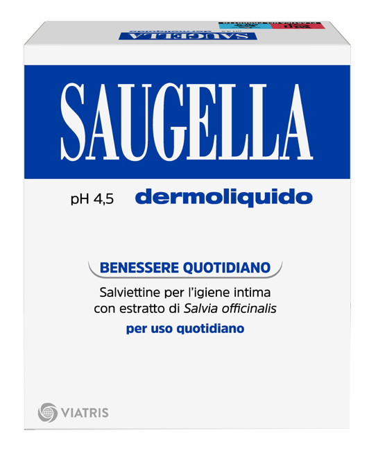 SAUGELLA DERMOLIQUIDO PH 4,5 SALVIETTINE IGIENE INTIMA BENESSERE QUOTIDIANO 10 PEZZI - Farmadillo