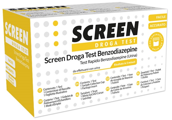 SCREEN DROGA TEST BENZODIAZEPINE TEST ANTIDROGA CON CONTENITORE URINA - Farmadillo