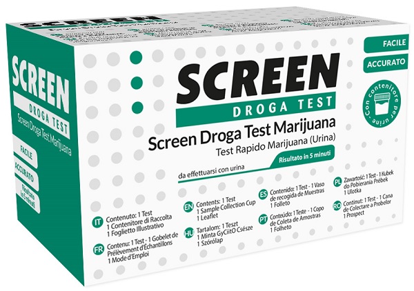 SCREEN DROGA TEST MARIJUANA TEST ANTIDROGA CON CONTENITORE URINA - Farmadillo
