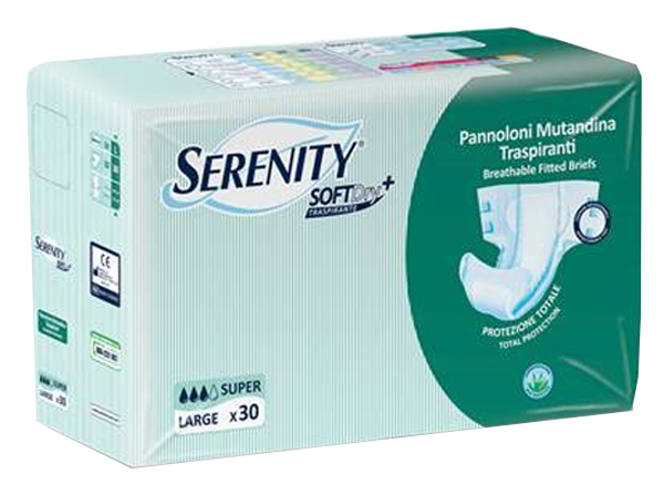 PANNOLONE PER INCONTINENZA A MUTANDINA SERENITY SOFTDRY+ ALOE SUPER LARGE 30 PEZZI - Farmadillo