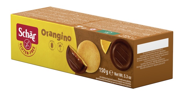 SCHAR ORANGINO BISCOTTI CON RIPIENO AL GUSTO DI ARANCIA RICOPERTI CON CIOCCOLATO 150 G - Farmadillo