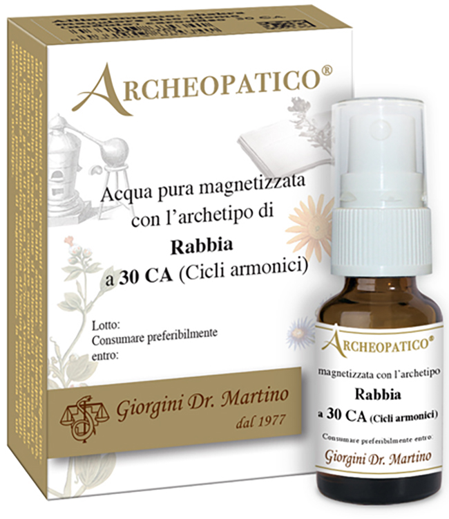ARCHEOPATICO ACQUA PURA MAGNETIZZATA CON ARCHETIPO RABBIA A 30 CICLI ARMONICI 10 ML - Farmadillo