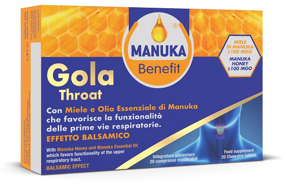 MANUKA BENEFIT GOLA THROAT 20 COMPRESSE MASTICABILI - Farmadillo