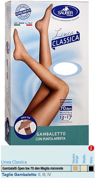 SAUBER GAMBALETTO OPEN TOE MAGLIA MICRORETE 70 DEN COLORE MEDIO TAGLIA 4 LINEA CLASSICA - Farmadillo