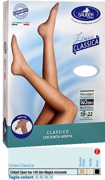 SAUBER COLLANT OPEN TOE MAGLIA MICRORETE 140 DEN COLORE MEDIO 3 LINEA CLASSICA - Farmadillo