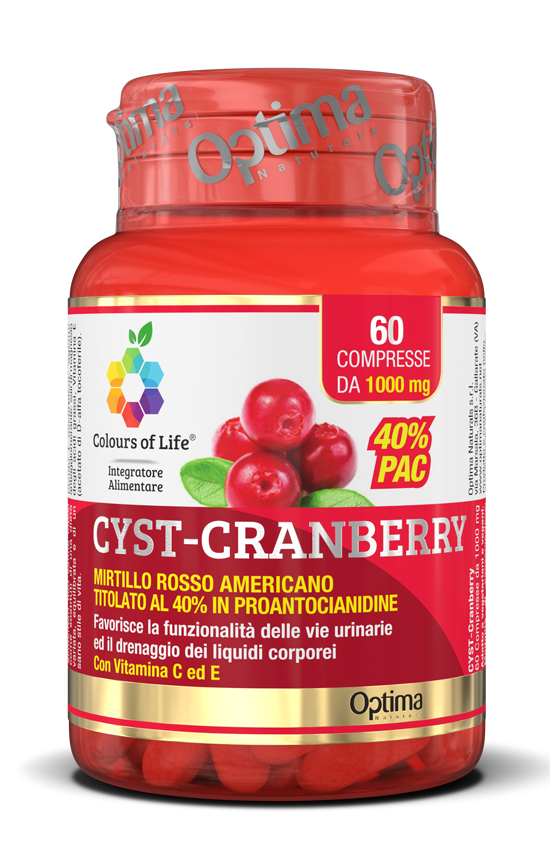 COLOURS OF LIFE CYST-CRANBERRY CON VITAMINA C E 60 COMPRESSE 1000 MG - Farmadillo