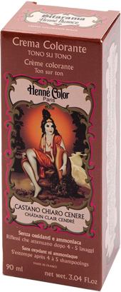 HENNE NUANCE CASTANO CHIARO CENERE CREMA HENNE COLOR CREMA COLORANTE PRONTA ALL'USO - Farmadillo