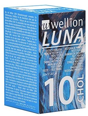 WELLION LUNA 10 STRIPS STRISCE PER MISURAZIONE COLESTEROLO - Farmadillo