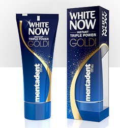 MENTADENT DENTIFRICIO WHITE NOW TRIPLE POWER GOLD 50 ML - Farmadillo
