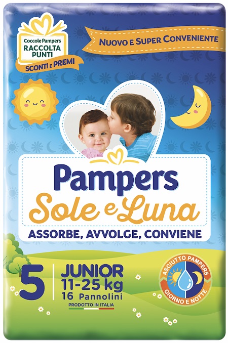 PANNOLINO PER BAMBINO PAMPERS SOLE & LUNA FLASH JUNIOR 16 PEZZI - Farmadillo