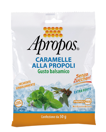 APROPOS CARAMELLE DURE ALLA PROPOLI BALSAMICHE SENZA ZUCCHERO 50 G - Farmadillo