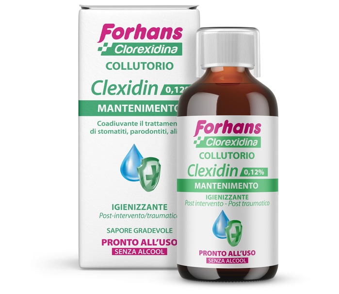 FORHANS COLLUTORIO CON CLOREXIDINA 0,12 CLEXIDIN SENZA ALCOOL 200 ML - Farmadillo