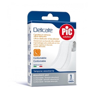 CEROTTO PIC DELICATE STRISCIA BIANCA CON TAMPONE ANTIBATTERICO CM 8X0,5 M - Farmadillo