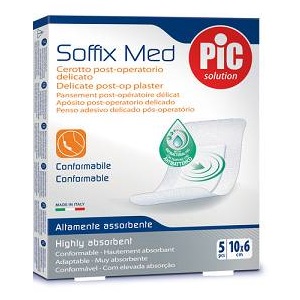 CEROTTO PIC SOFFIX MED IN TNT CON TAMPONE CENTRALE ASSORBENTE STERILE MONOUSO 10X6 CM ANTIBATTERICO 5 PEZZI - Farmadillo