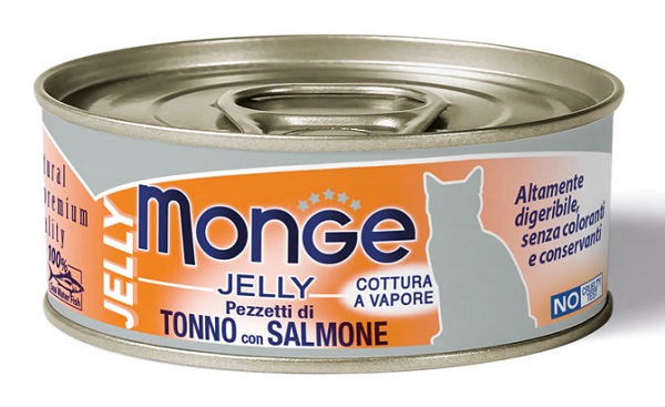 MONGE NATURAL QUALITY GATTO MONGE JELLY PEZZETTI DI TONNO BONITO/SALMONE 80 G - Farmadillo
