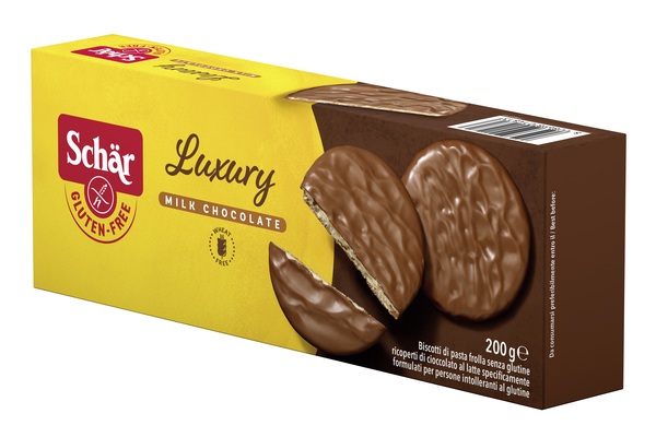 SCHAR LUXURY BISCOTTI DI PASTA FROLLA RICOPERTI DI CIOCCOLATO AL LATTE 200 G - Farmadillo