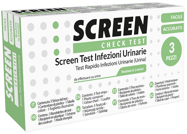 SCREEN TEST LEUCOCITI SANGUE NITRITO E PROTEINA URINA SCREEN TEST INFEZIONI VIE URINARIE 3 PEZZI - Farmadillo