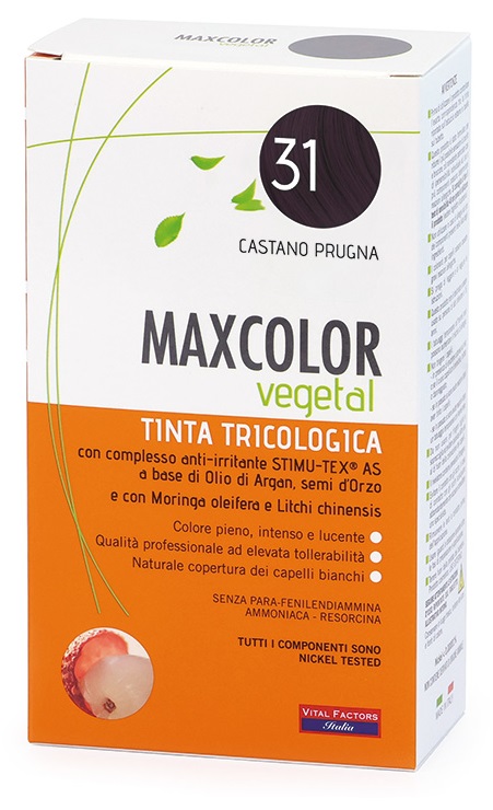 MAXCOLOR VEGETAL TINTA TRICOLOGICA 31 CASTANO PRUGNA 140 ML - Farmadillo