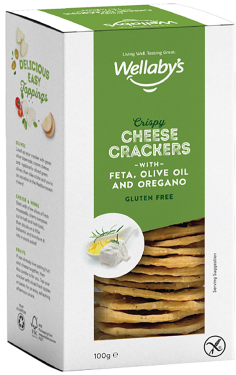 WELLABY'S CRACKERS FETA OLIVE OLIO & ORIGANO 100 G - Farmadillo