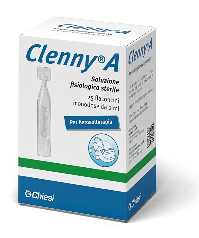 CLENNY A SOLUZIONE FISIOLOGICA STERILE PER AEROSOLTERAPIA 25 FLACONCINI MONODOSE DA 2 ML - Farmadillo