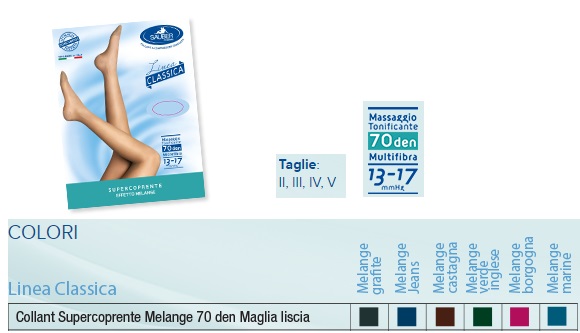 SAUBER COLLANT 70 DENARI SUPER COPRENTE MAGLIA LISCIA MELANGE MARINE 3 LINEA CLASSICA - Farmadillo