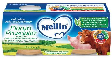 MELLIN OMOGENEIZZATO MANZO PROSCIUTTO CON VERDURE 2 PEZZI X 120 G - Farmadillo
