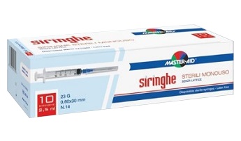 SIRINGA PER VENIPUNTURA MASTER-AID 2,5 ML 10 GAUGE 23 PEZZI - Farmadillo
