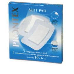 GARZA COMPRESSA PRONTEX SOFT PAD 10X6 CM 6 PEZZI (5 TNT + 1 IMPERMEABILE AQUA PAD) - Farmadillo