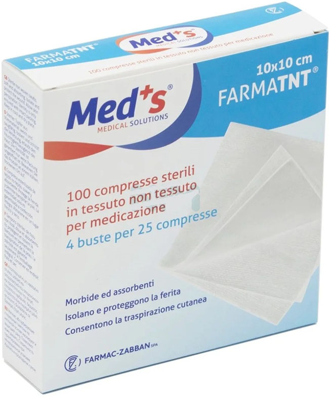 GARZA COMPRESSA MEDS TESSUTO NON TESSUTO 10X10CM 100 PEZZI - Farmadillo