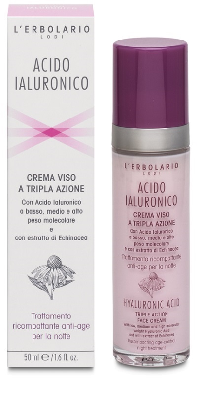ACIDO IALURONICO CREMA VISO A TRIPLA AZIONE TRATTAMENTO RICOMPATTANTE ANTIAGE NOTTE 50 ML - Farmadillo