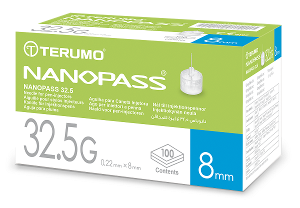 AGO PER PENNA DA INSULINA NANOPASS 32,5 GAUGE LUNGHEZZA 8 MM 100 PEZZI - Farmadillo