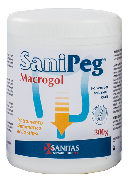 SANIPEG MACROGOL POLVERE PER SOLUZIONE ORALE BARATTOLO 300 G - Farmadillo