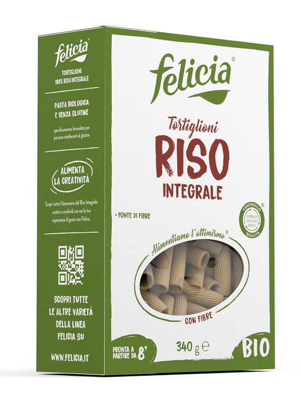 FELICIA BIO RISO INTEGRALE TORTIGLIONI 340 G - Farmadillo