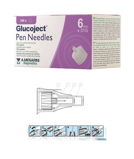AGO PER PENNA DA INSULINA GLUCOJECT LUNGHEZZA 6 MM GAUGE 31 100 PEZZI - Farmadillo