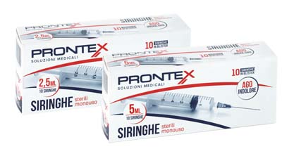 SIRINGA PRONTEX 5 ML AGO IND 10 PEZZI - Farmadillo