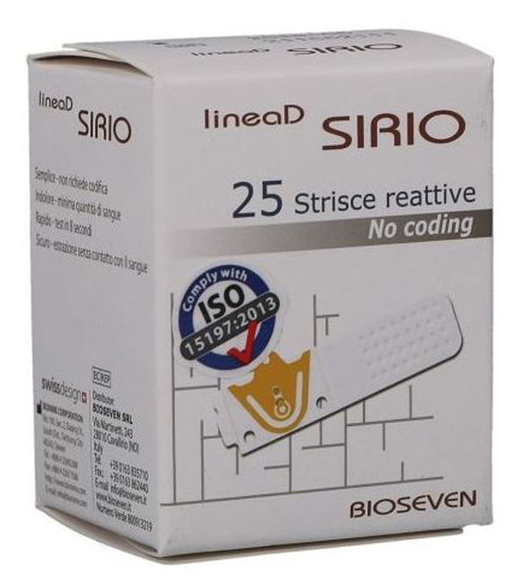 STRISCE MISURAZIONE GLICEMIA LINEA D SIRIO 25 PEZZI - Farmadillo