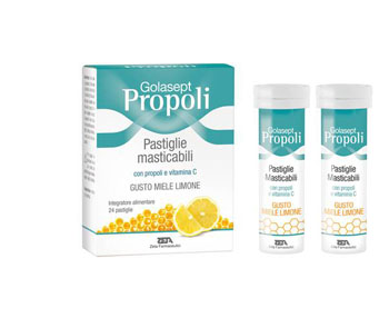 GOLASEPT PROPOLI 24 COMPRESSE MASTICABILI MIELE LIMONE - Farmadillo